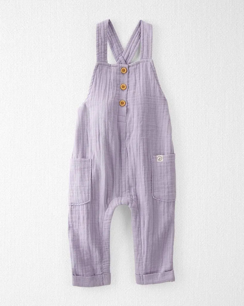 Baby Organic Cotton Gauze Overalls in Lilac