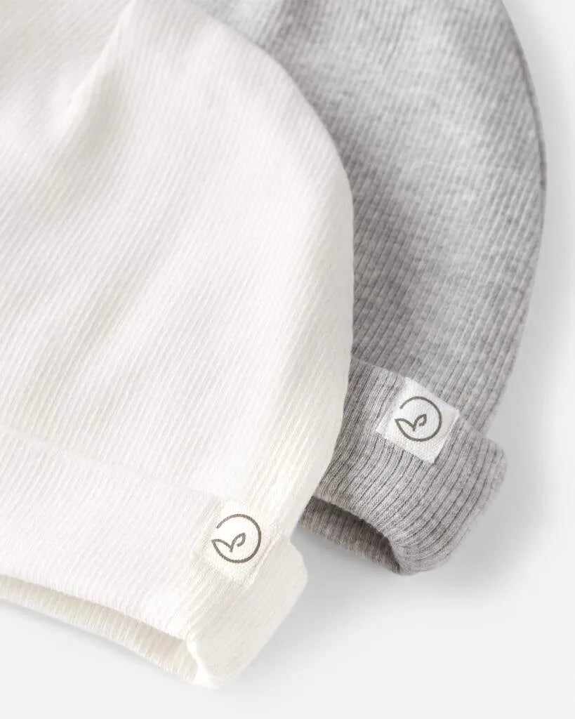 Baby Girl 2-Pack Organic Cotton Rib Caps