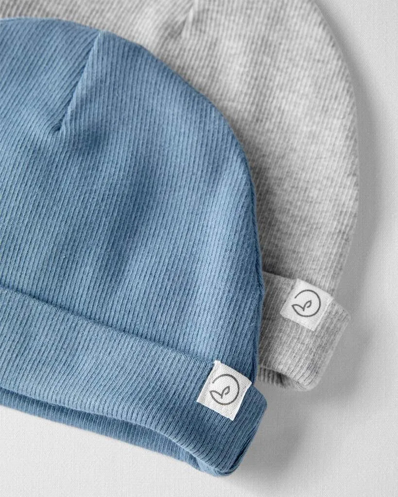Baby 2-Pack Organic Cotton Rib Caps