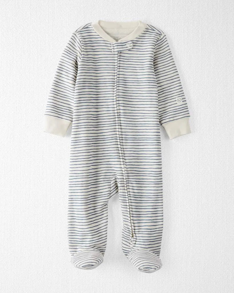 Baby Organic Cotton Sleep & Play Pajamas in Stripes