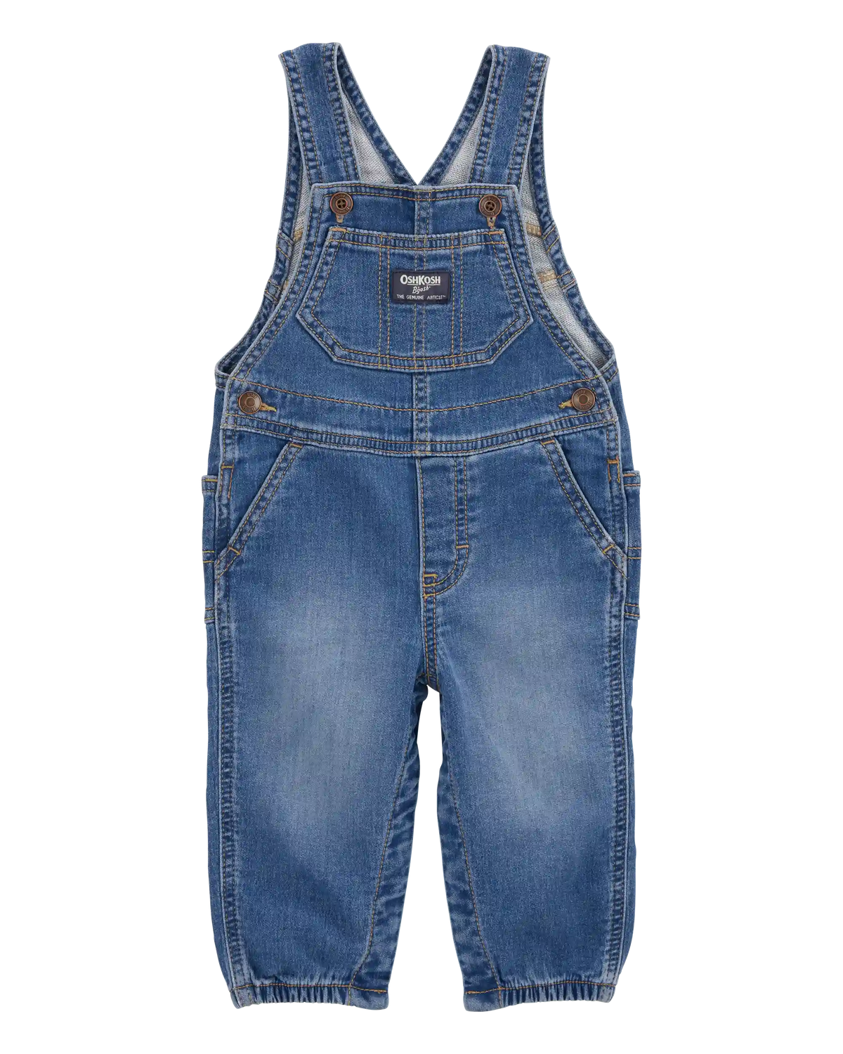 Baby Knit-Like Denim Overalls - Medium Wash