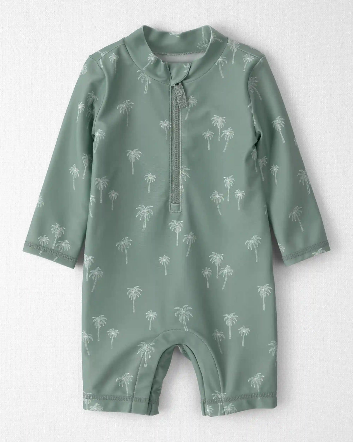 Baby Boy Recycled Long-Sleeve Rashguard Swimsuit in Palm Tree