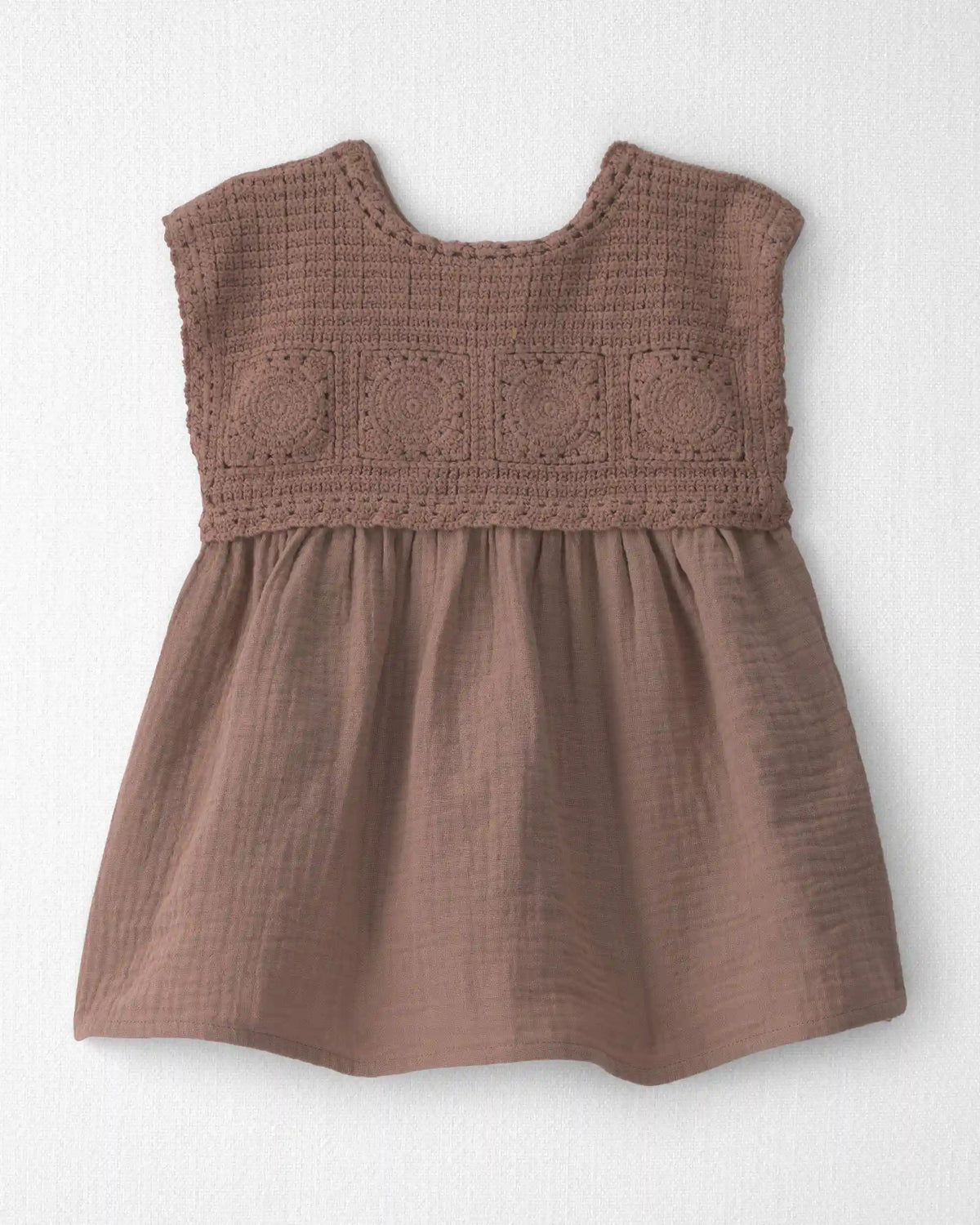 Baby Girl Organic Cotton Gauze Crochet Dress