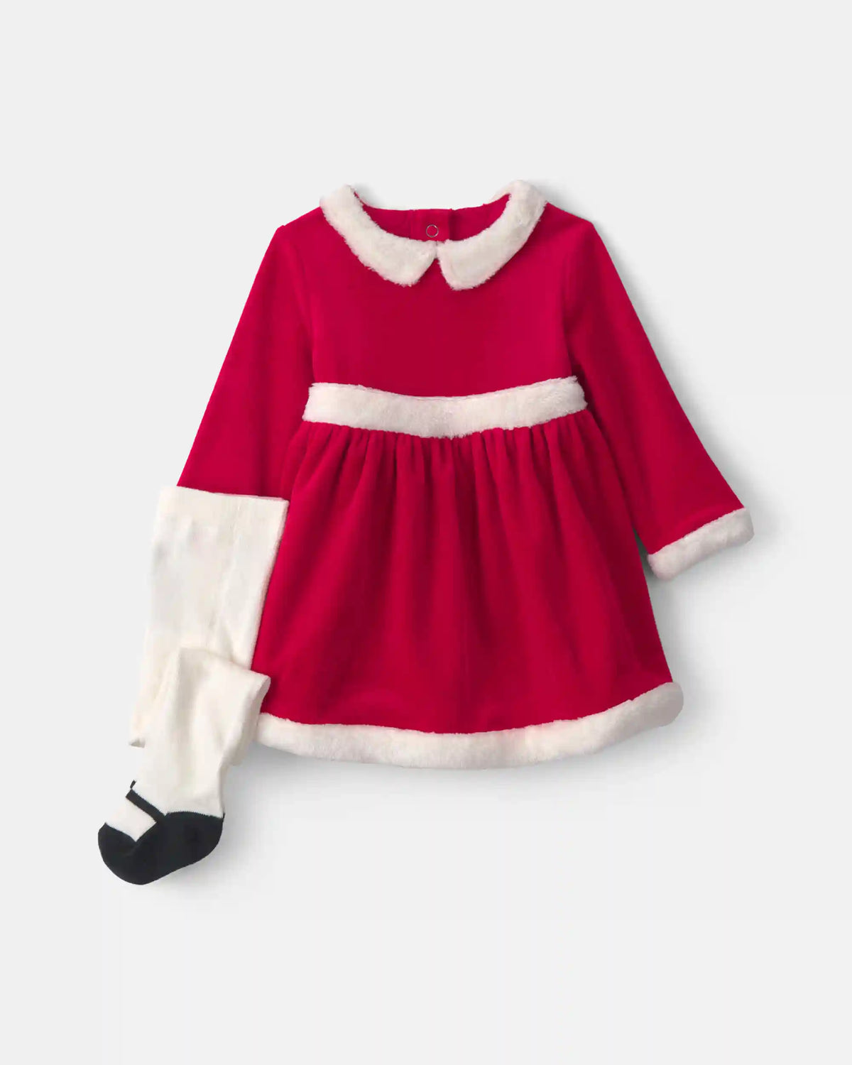 Baby Girl 2-Piece Christmas Long-Sleeve Dress Set - Red