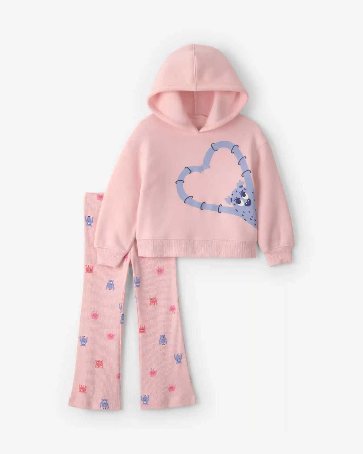 Baby Girl 2-Piece Monster Fleece Hoodie & Pant Set - Pink