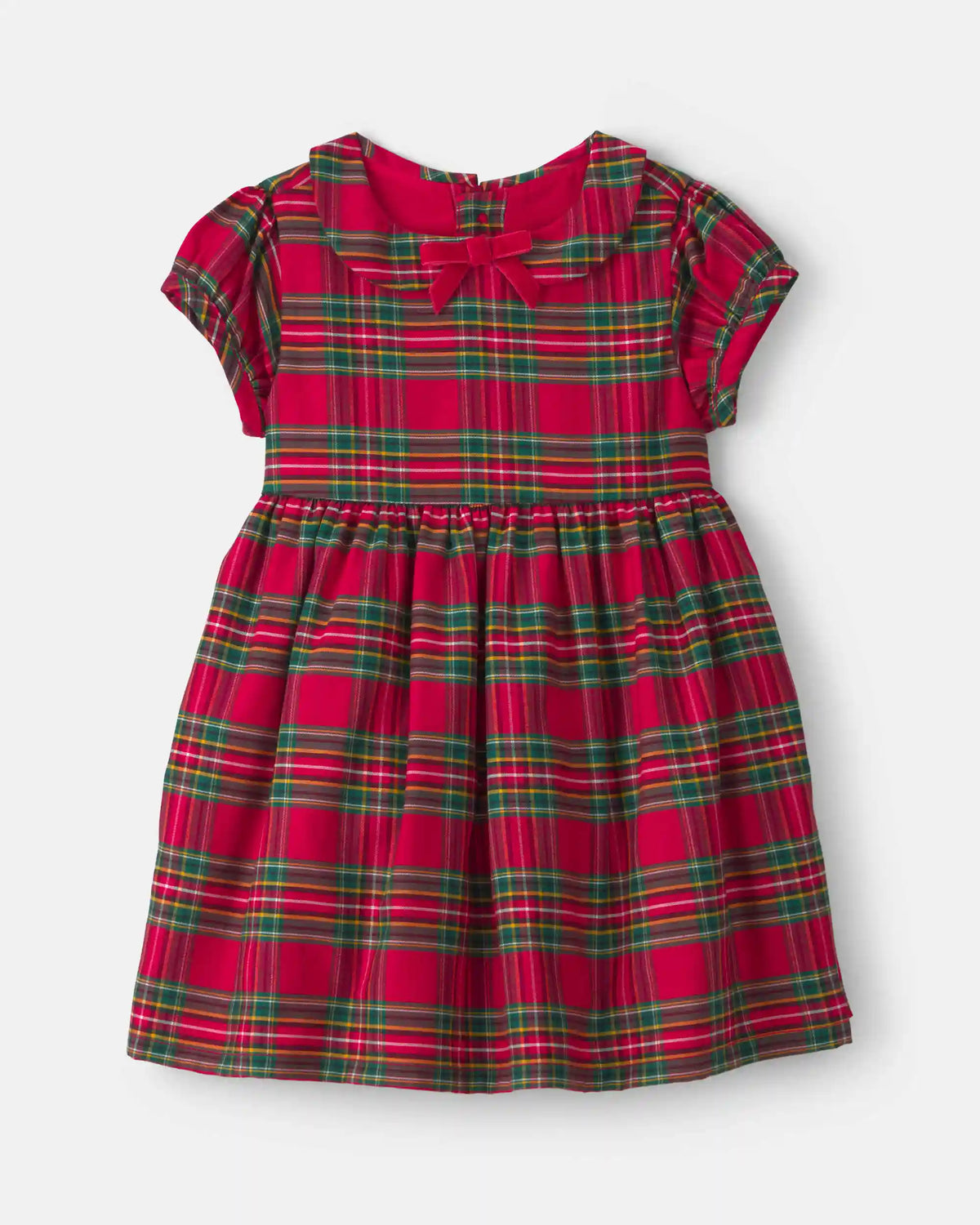 Baby Girl Holiday Plaid Short-Sleeve Dress - Red