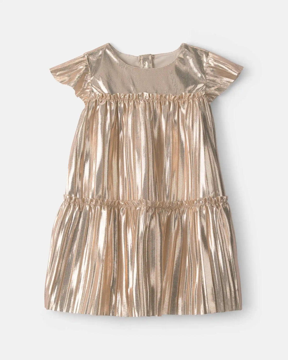 Baby Girl Metallic Crinkle Short-Sleeve Dress - Gold