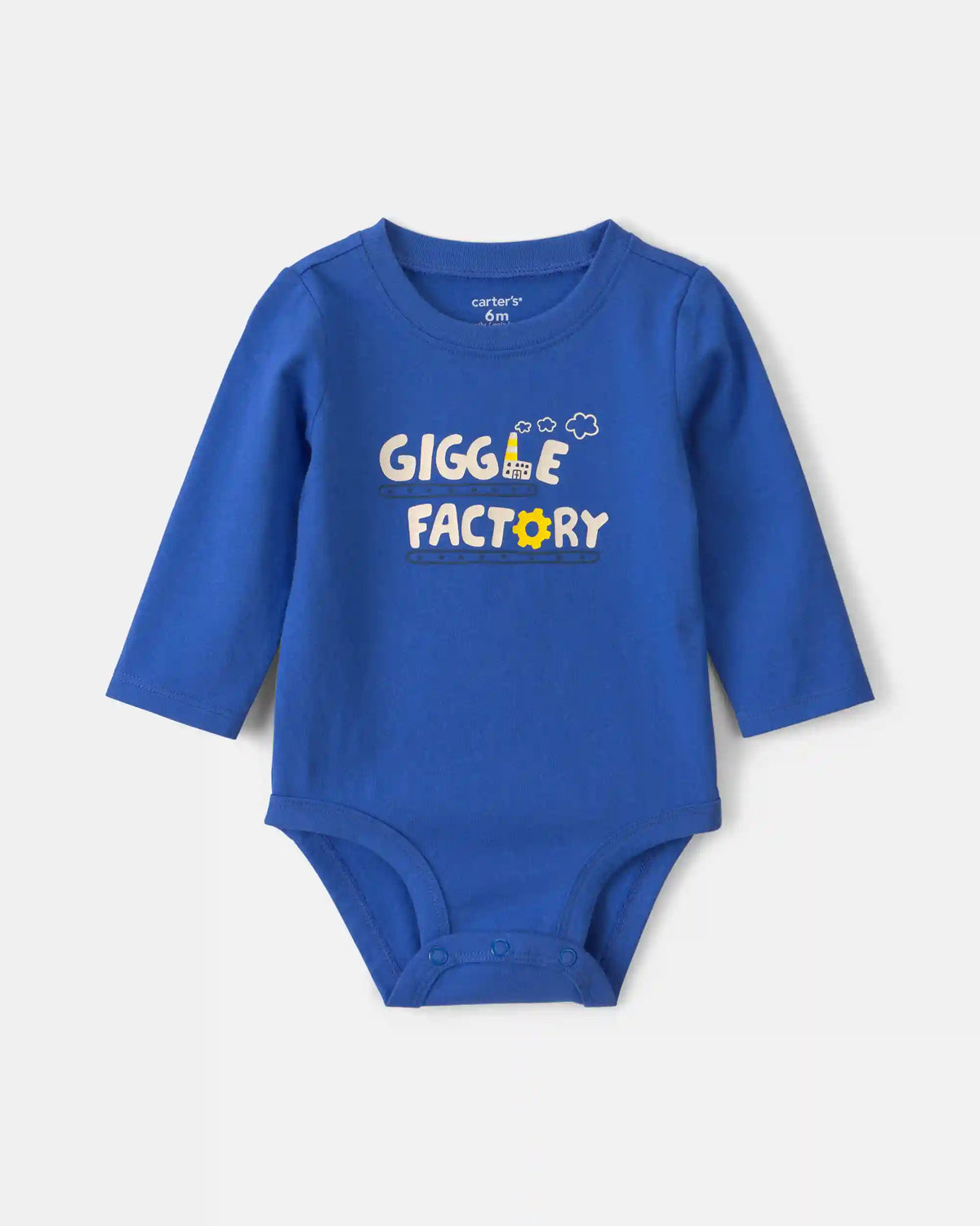 Baby Boy 'Giggle Factory' Long-Sleeve Graphic Bodysuit - Blue