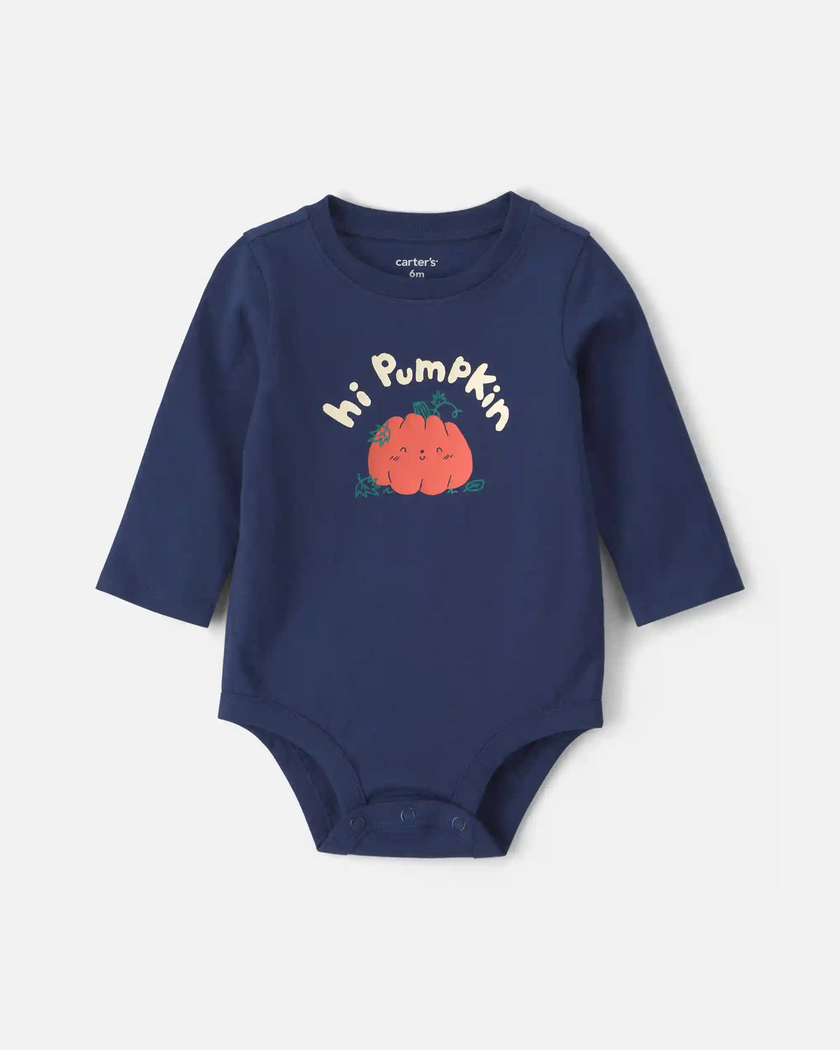 Baby Boy 'Hi Pumpkin' Long-Sleeve Graphic Bodysuit - Navy Blue