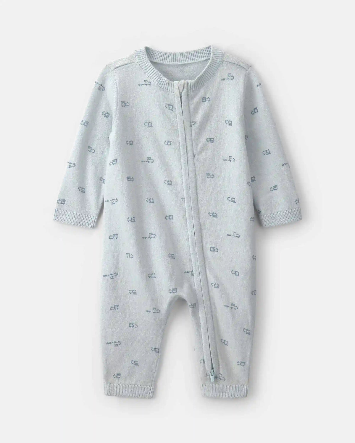 Baby Boy Train 2-Way Zip Long-Sleeve Jumpsuit - Blue