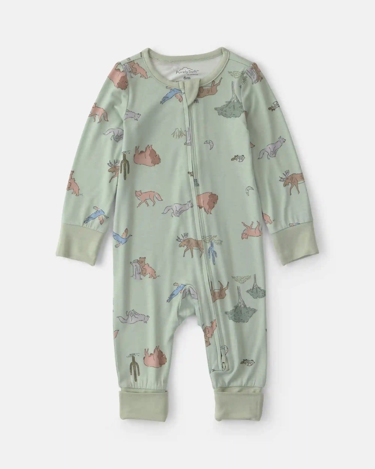 Baby Boy Desert PurelySoft™ 2-Way Zip Sleep & Play Pajamas - Green