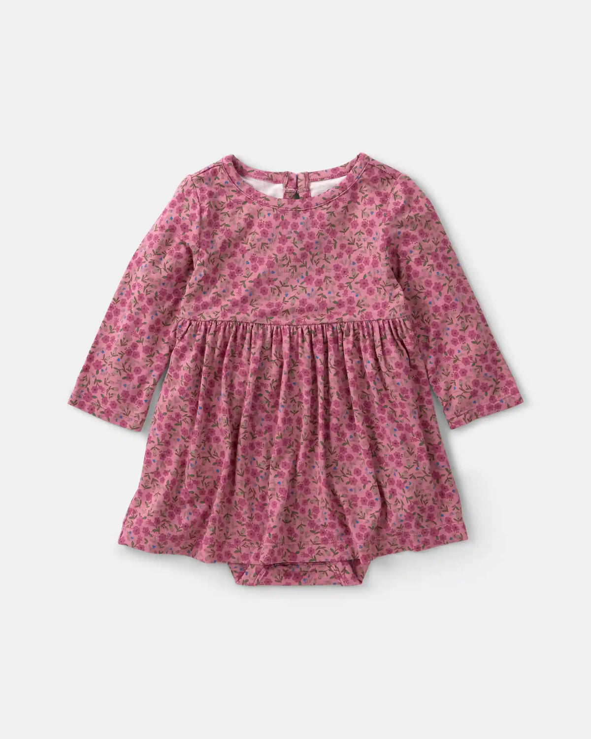 Baby Girl Floral PurelySoft™ Long-Sleeve Bodysuit Dress - Pink