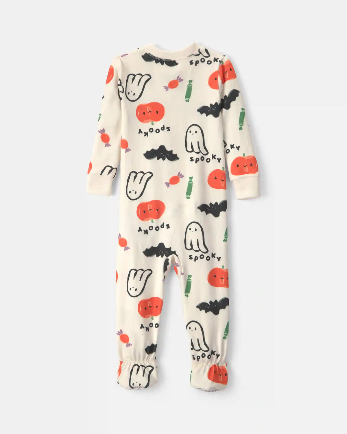 Baby Halloween Print 1-Piece Footed Pajama - Cream
