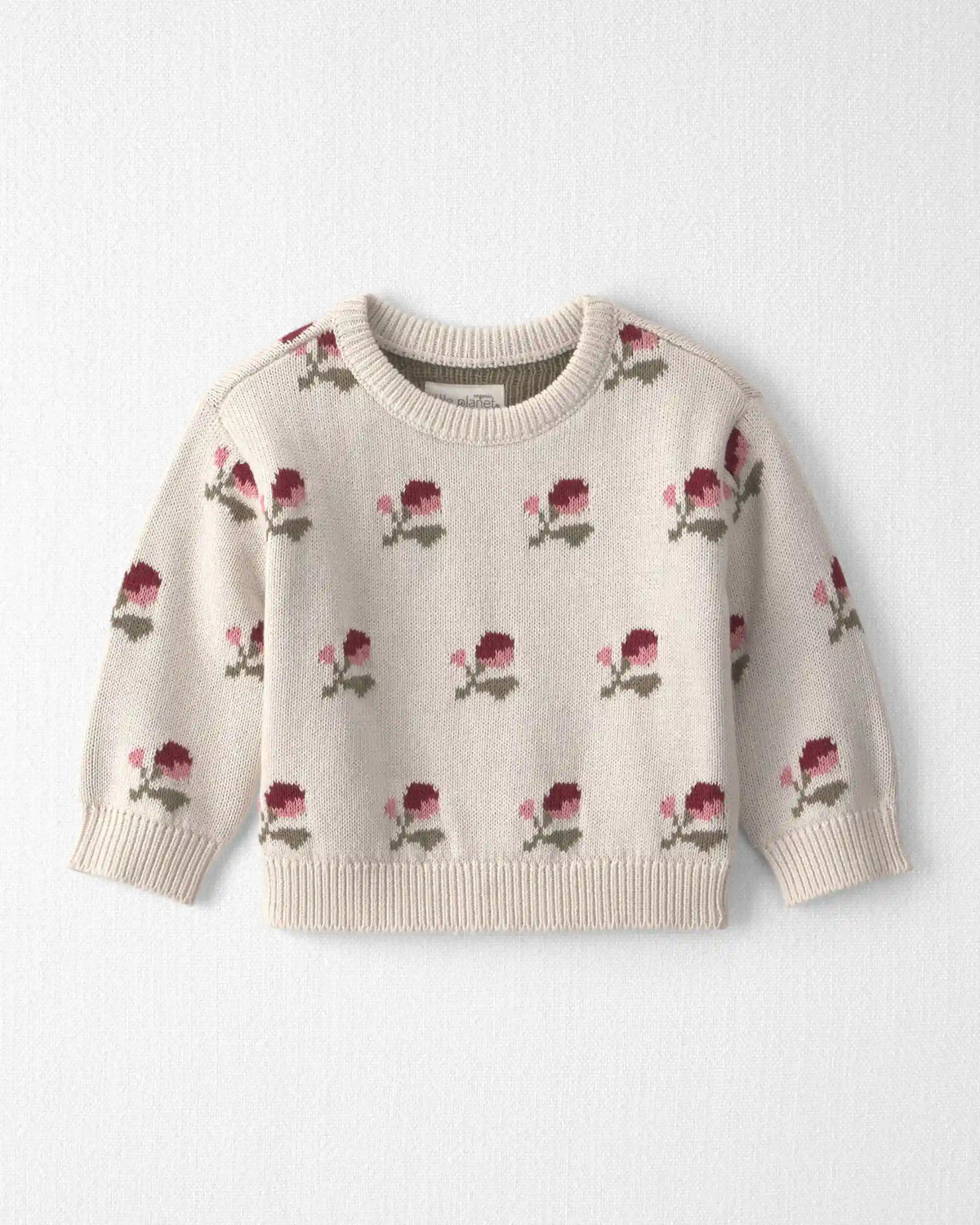 Baby Organic Cotton Sweater Knit Pullover in Wildflower Maize