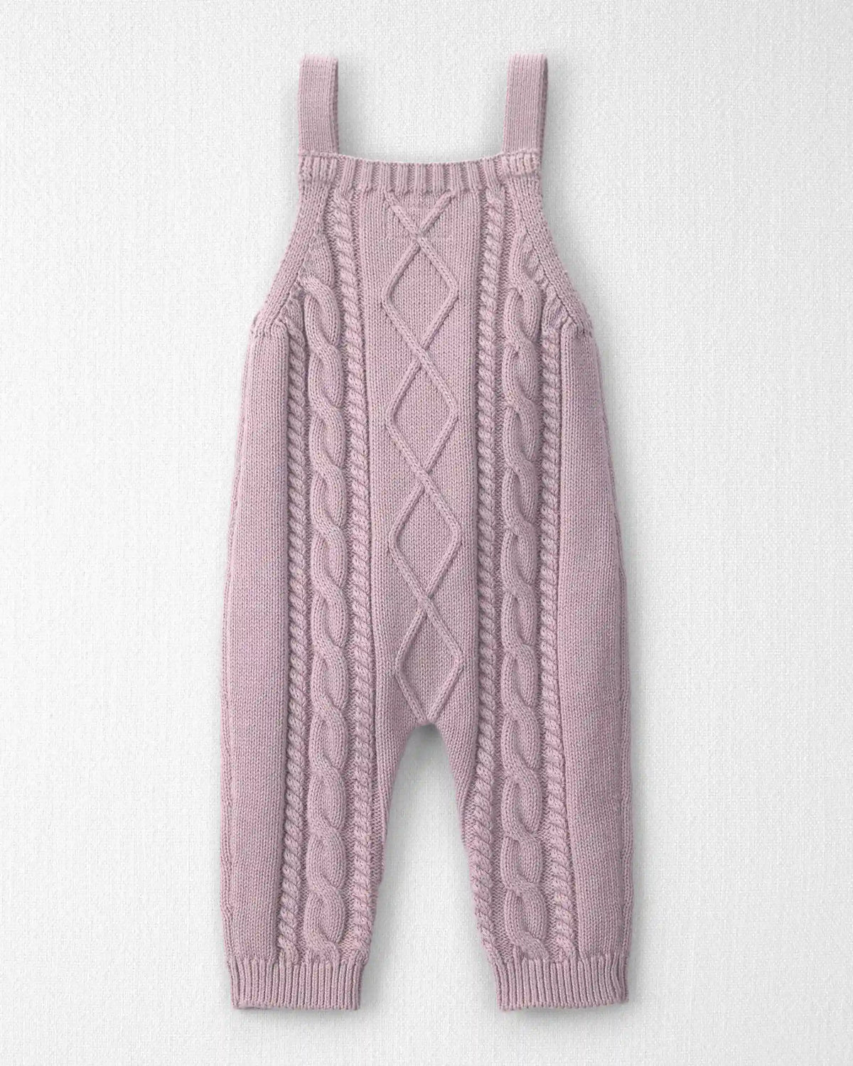 Baby Girl Organic Cotton Cable Knit Overalls