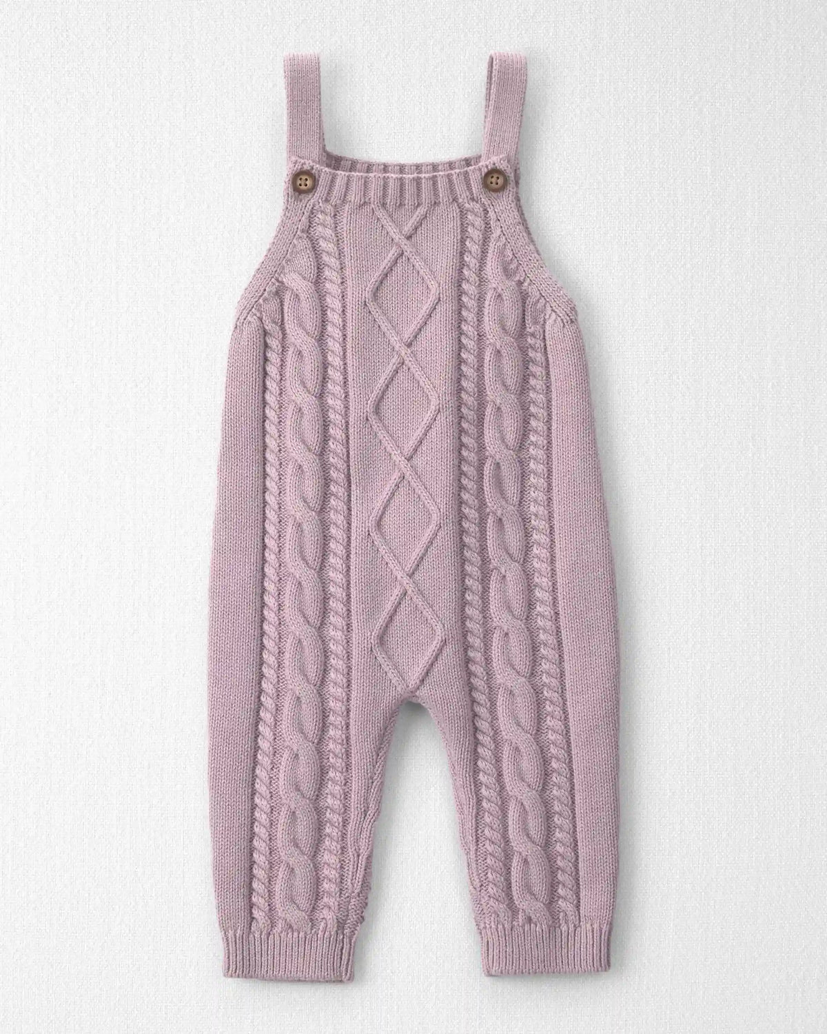 Baby Girl Organic Cotton Cable Knit Overalls