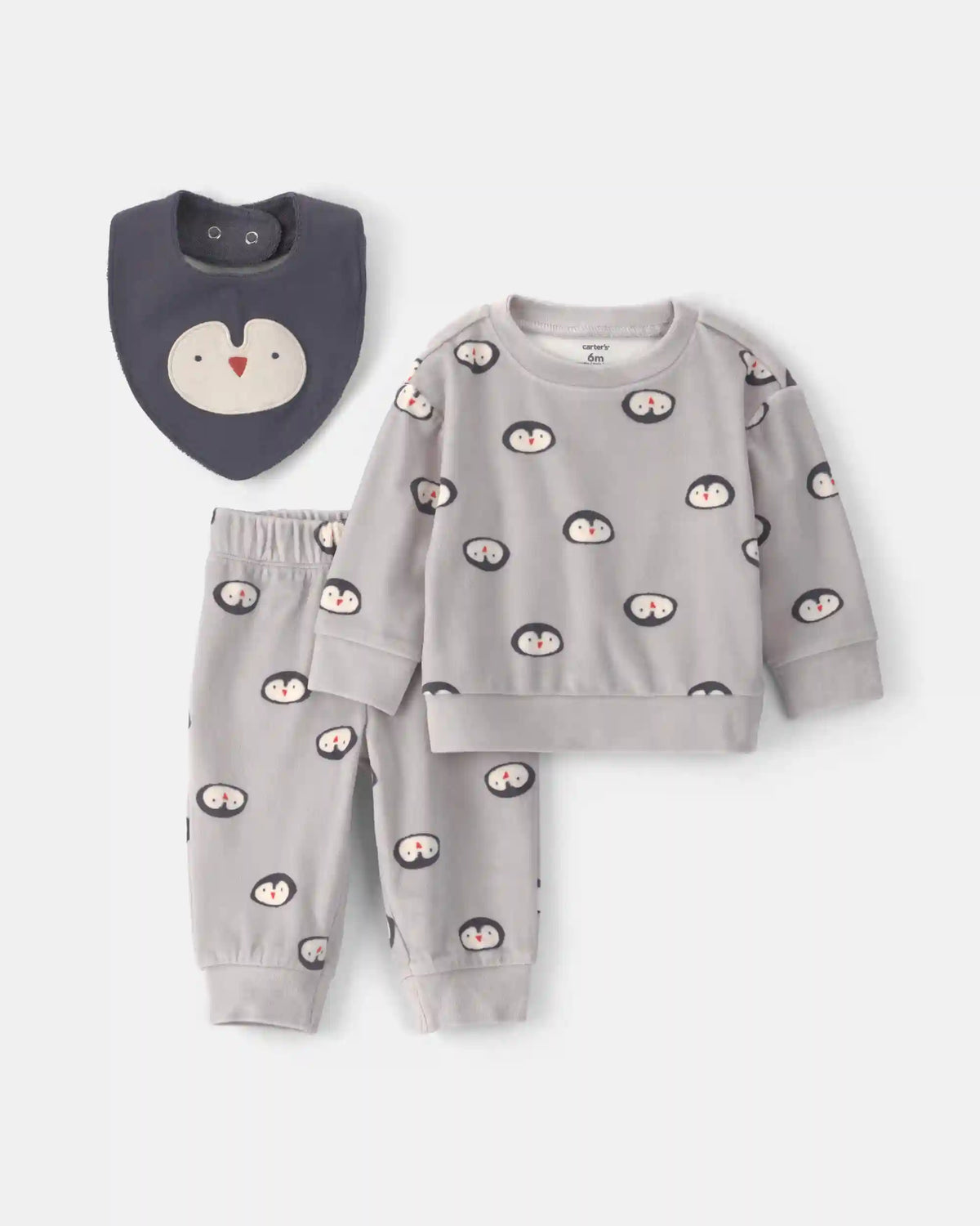 Baby Boy 3-Piece Penguin Long-Sleeve Top & Pant Set - Grey