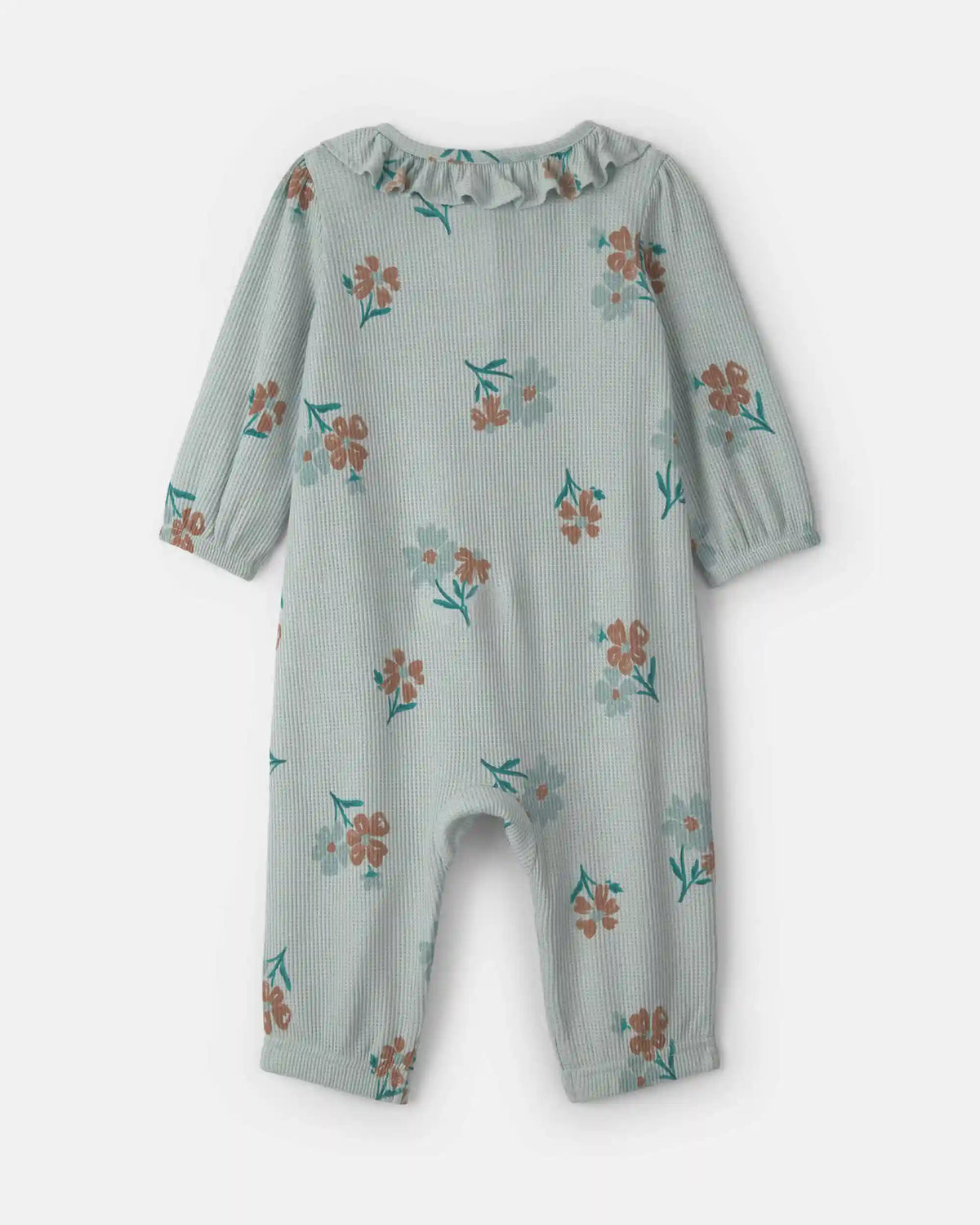 Baby Girl Floral Thermal Long-Sleeve Jumpsuit - Green