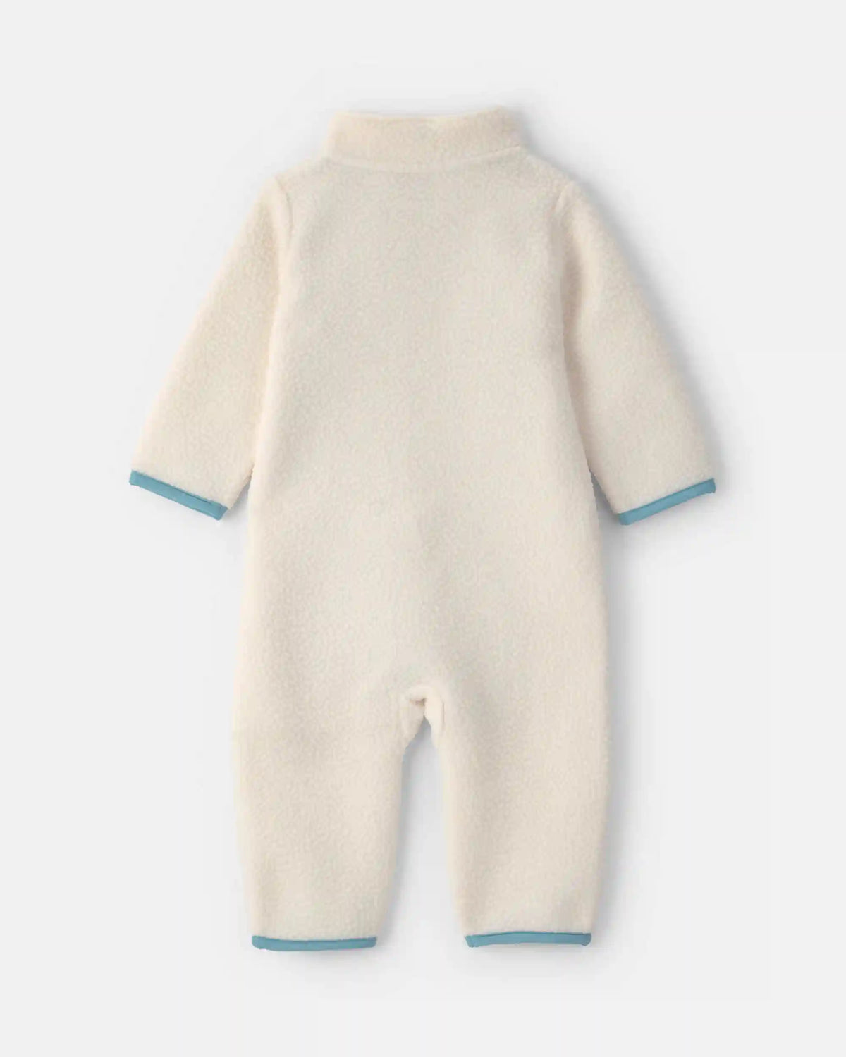 Baby Boy Color Block Fleece Long-Sleeve Jumpsuit - Cream/Blue