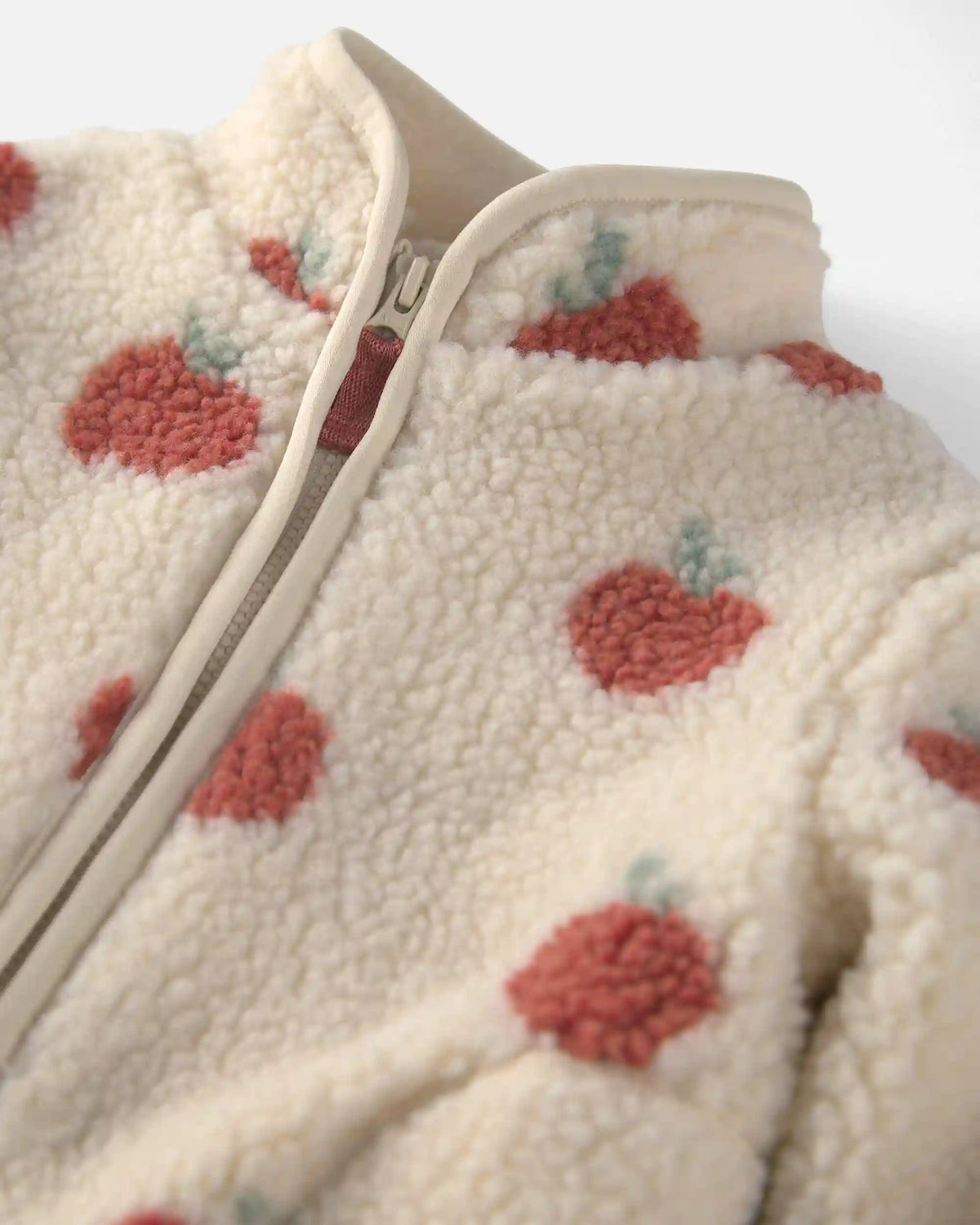 Baby Girl Recycled Teddy Fleece Jacket in Apples