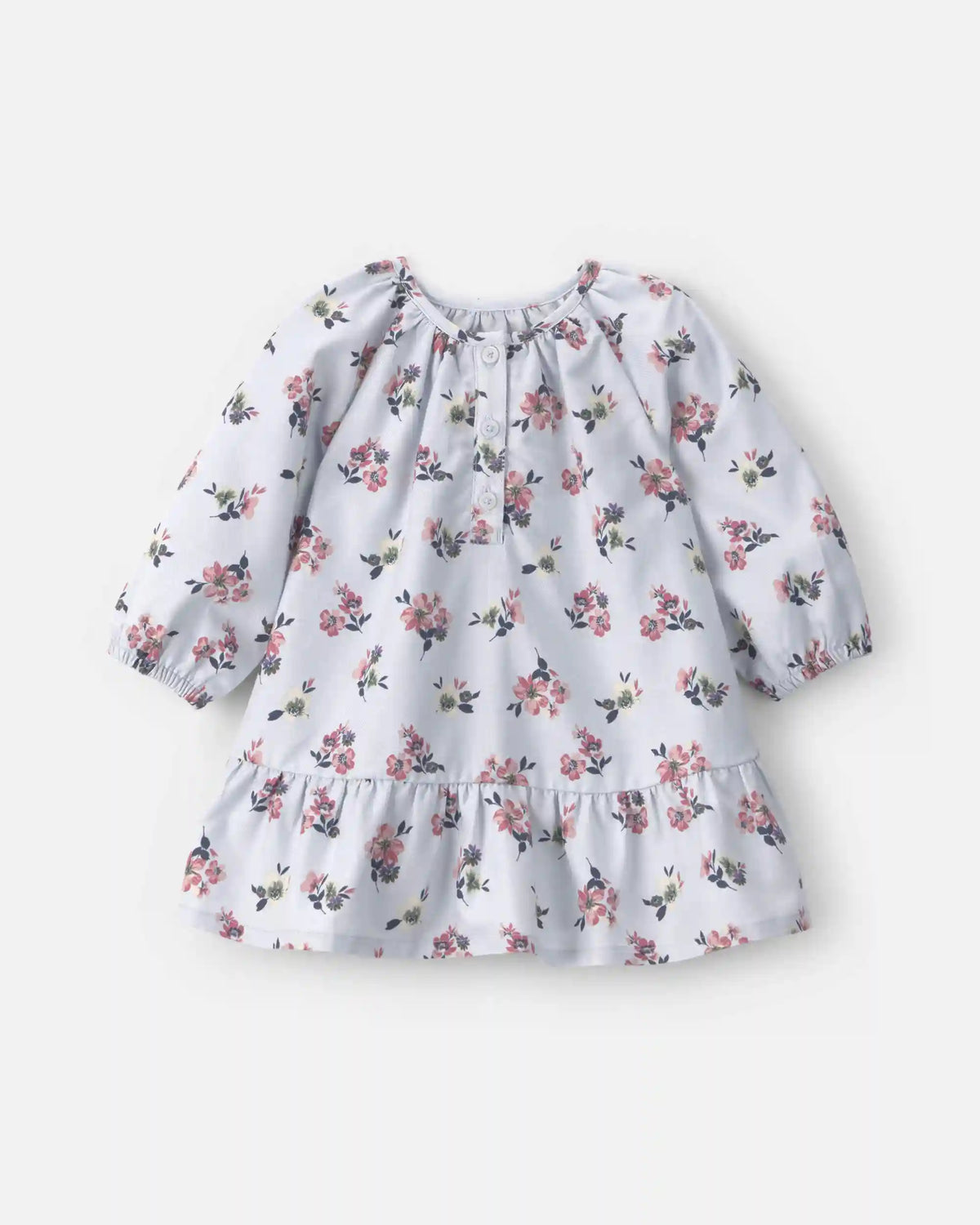 Baby Girl Floral Long-Sleeve Dress - Blue