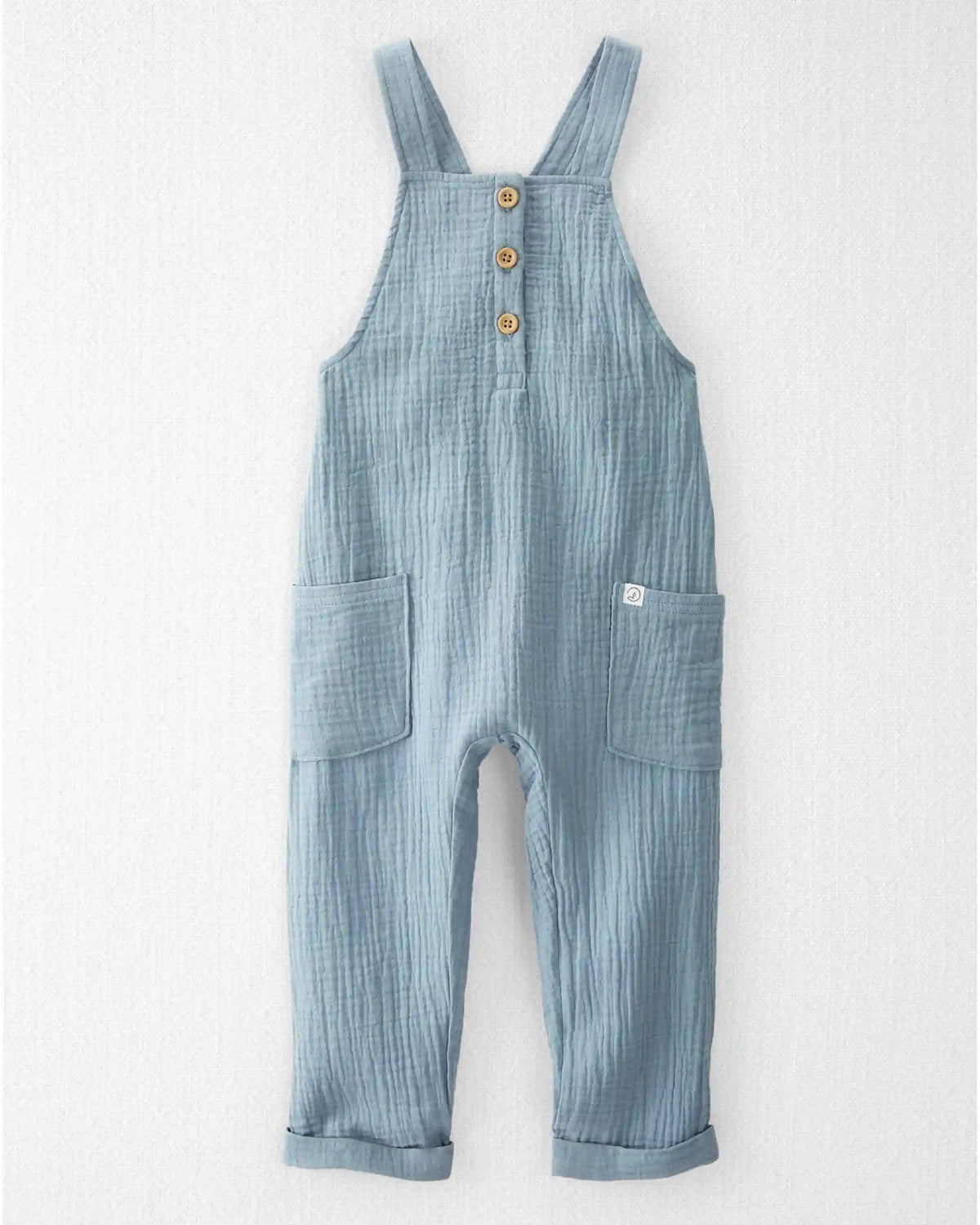 Toddler Organic Cotton Gauze Overalls - Blue