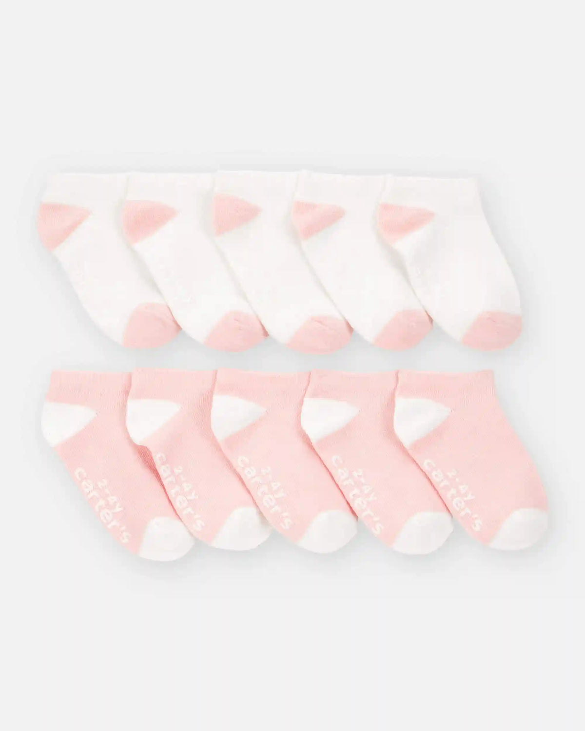 Toddler Girl 10-Pack No Show Socks - Pink/White