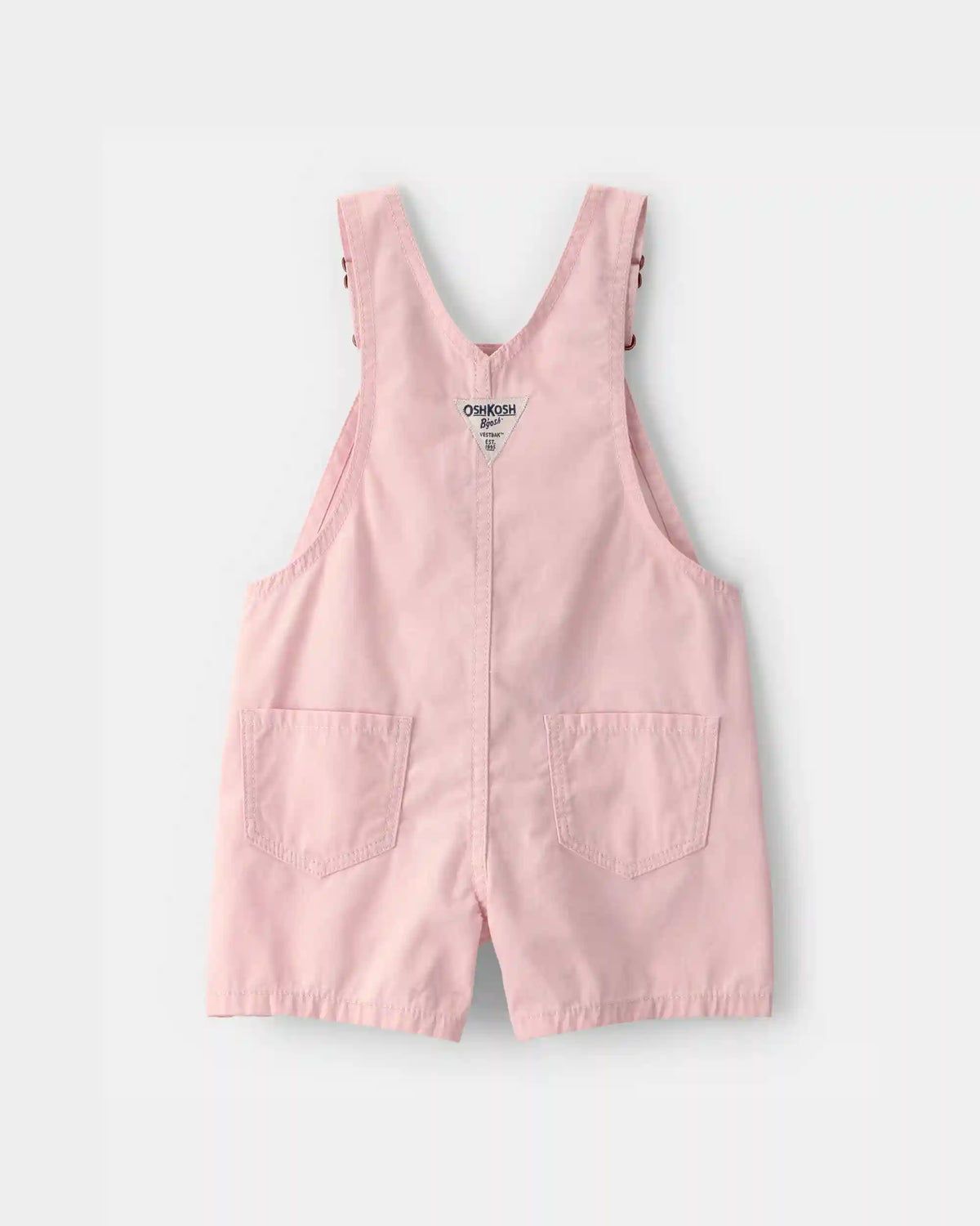 Toddler Girl Heart Pocket Canvas Shortall - Pink