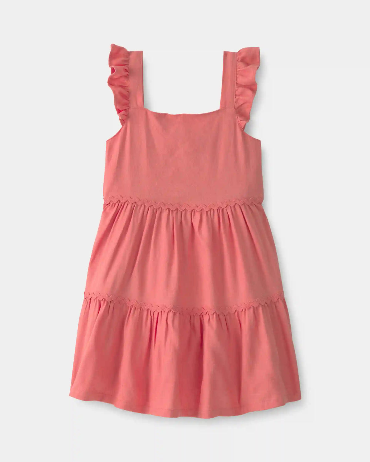 Toddler Girl Ruffle-Sleeve Tiered Dress - Coral