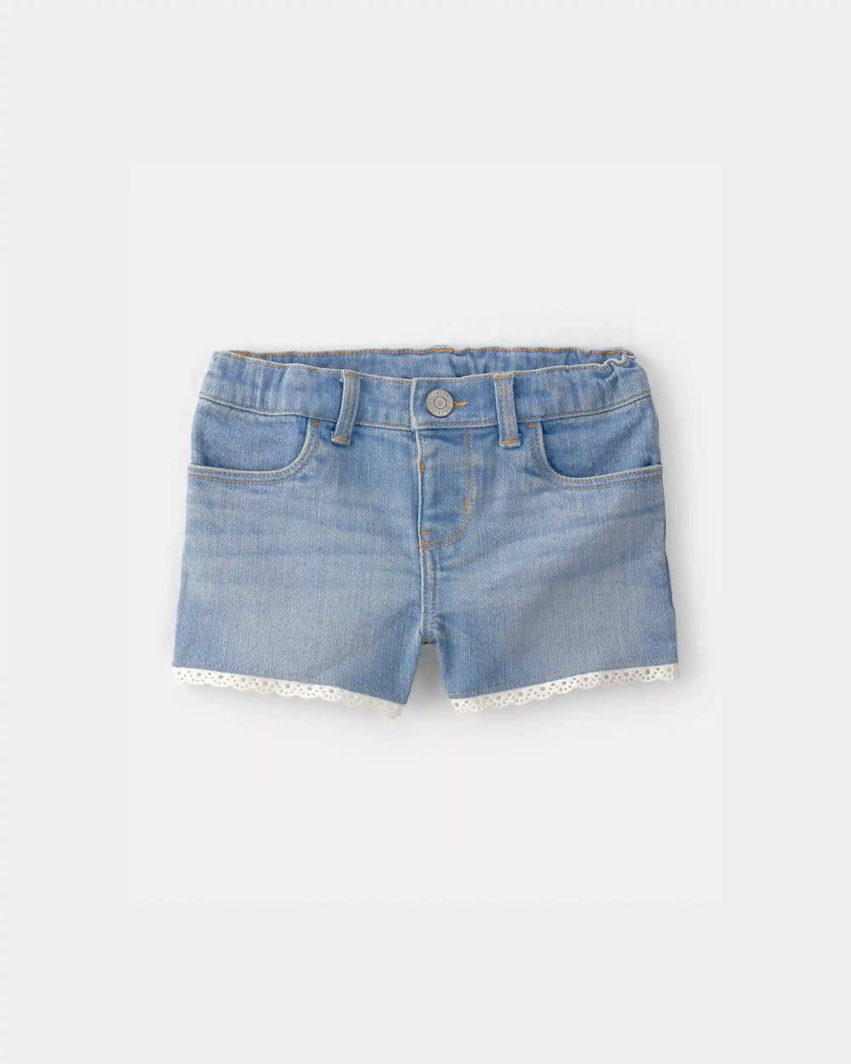 Toddler Girl Eyelet Trim Denim Shorts - Light Wash