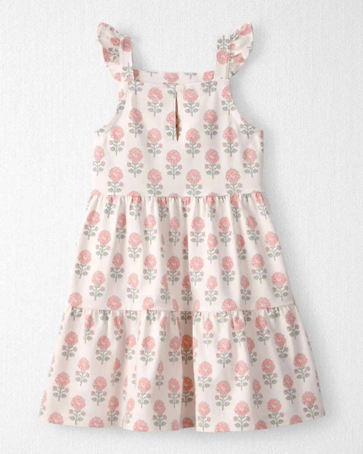 Toddler Girl Organic Cotton Tiered Dress in Rosebud Petal Print