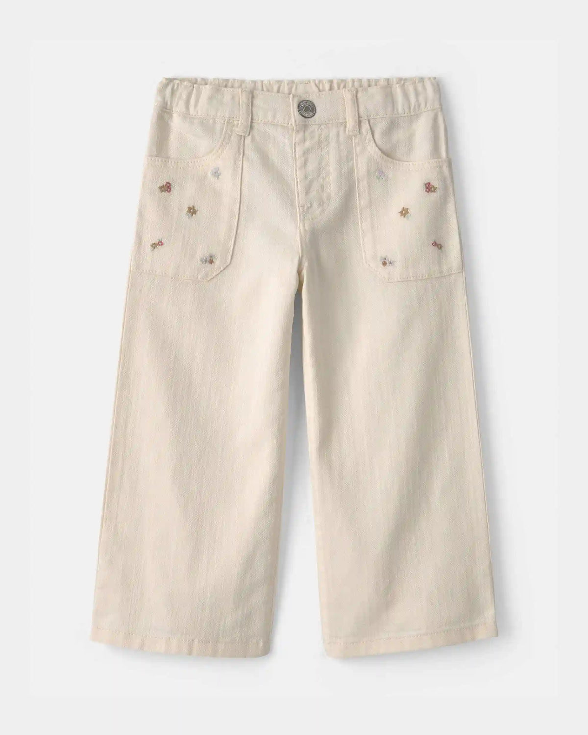 Toddler Girl Floral Twill Pants - Cream