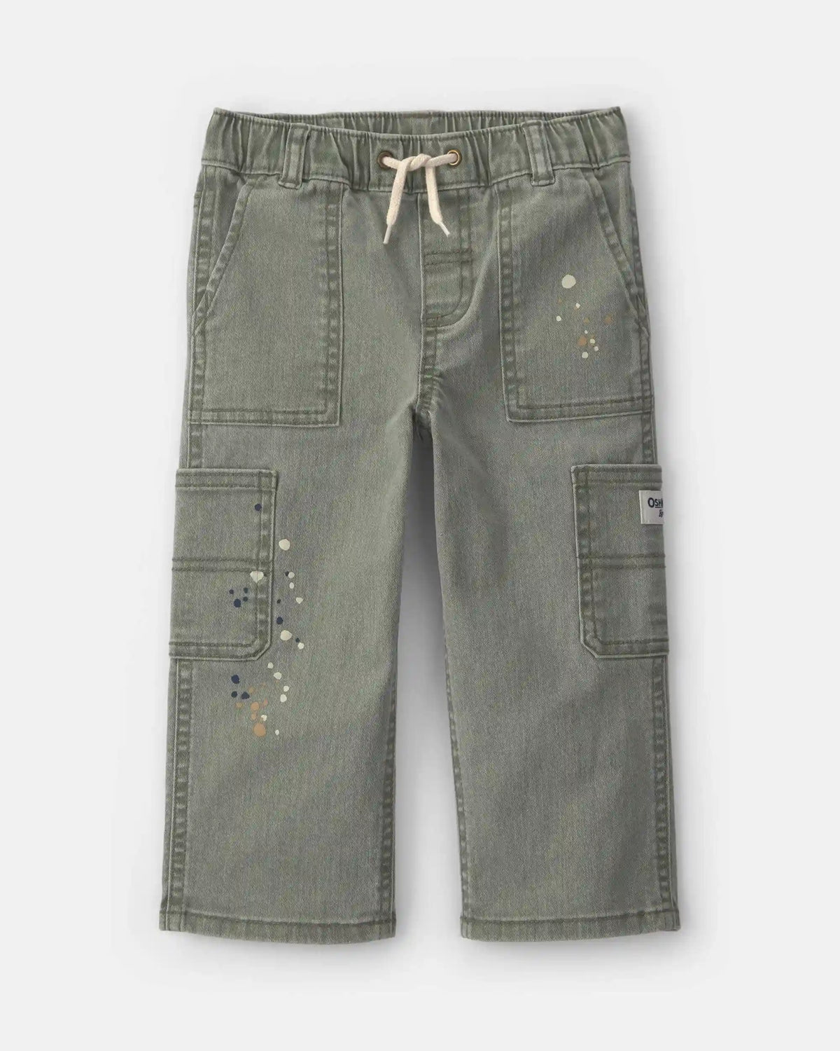Toddler Boy Splatter Paint Wide-Leg Carpenter Pants - Green