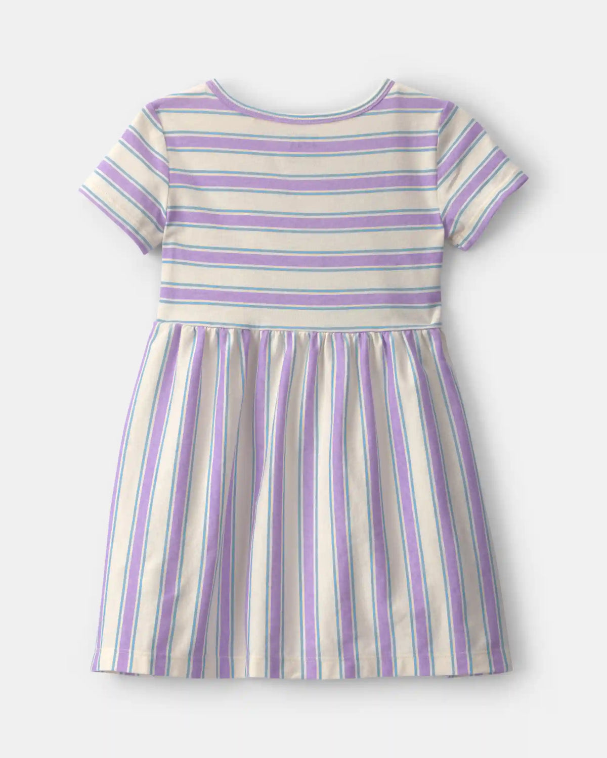Toddler Girl Striped Short-Sleeve Dress - Purple/Ivory