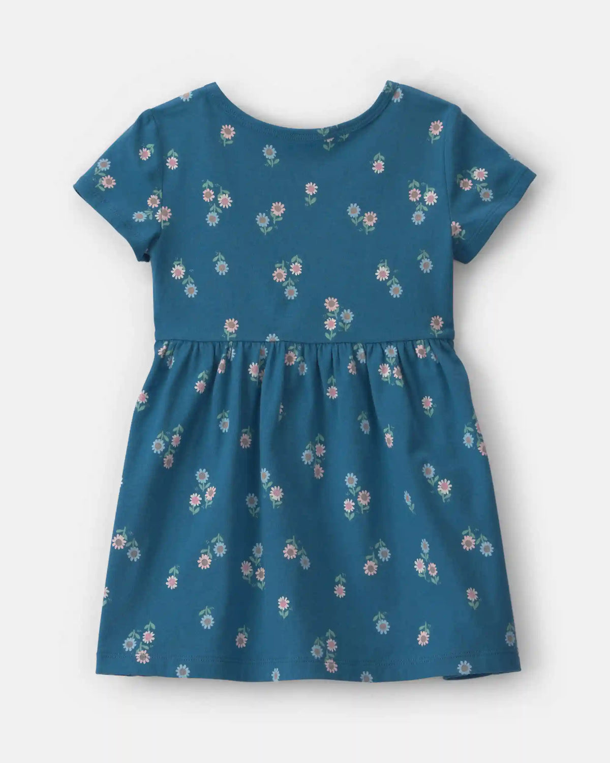 Toddler Girl Floral Short-Sleeve Dress - Navy Blue
