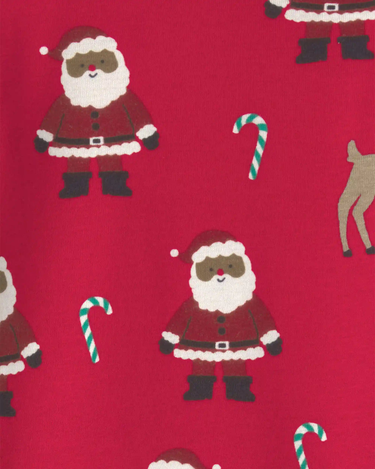 Toddler 2-Piece Brown Santa Christmas 100% Cotton Snug Fit Pajama Set - Red