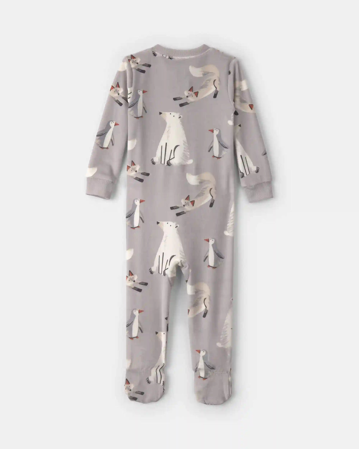 Toddler Boy 1-Piece Winter Animals DreamPlush Snug Fit Footed Pajama - Grey