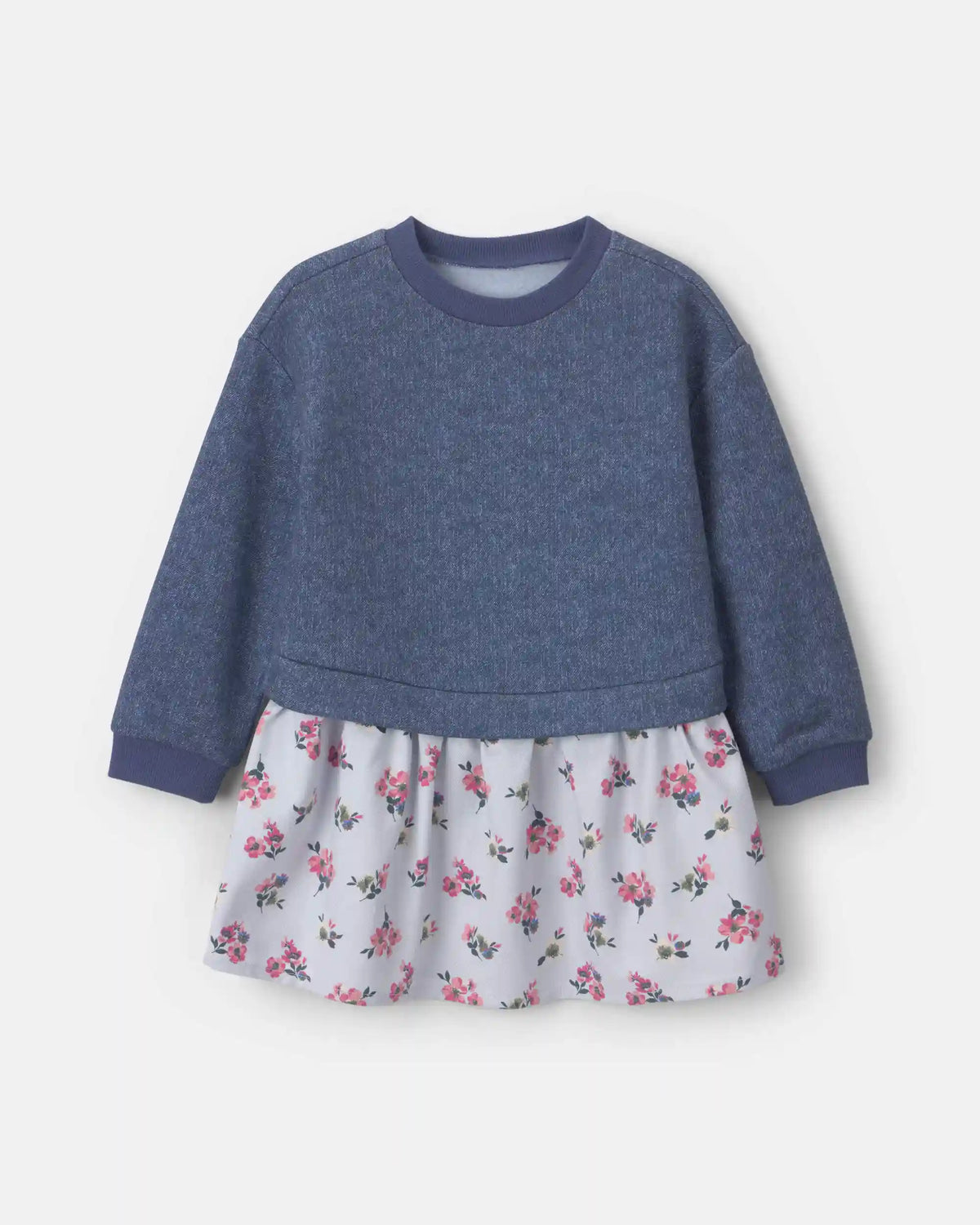 Toddler Girl Floral Long-Sleeve Dress - Blue
