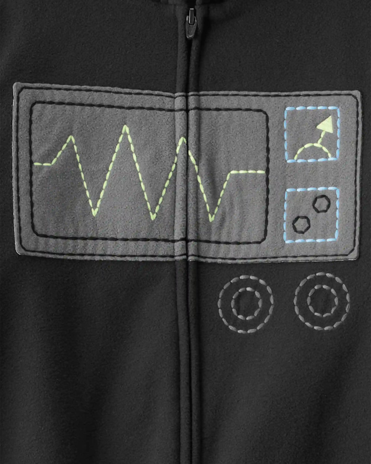 Boys Robot Fleece Hooded Zip-Up 1-Piece Pajama Jumpsuit - Black
