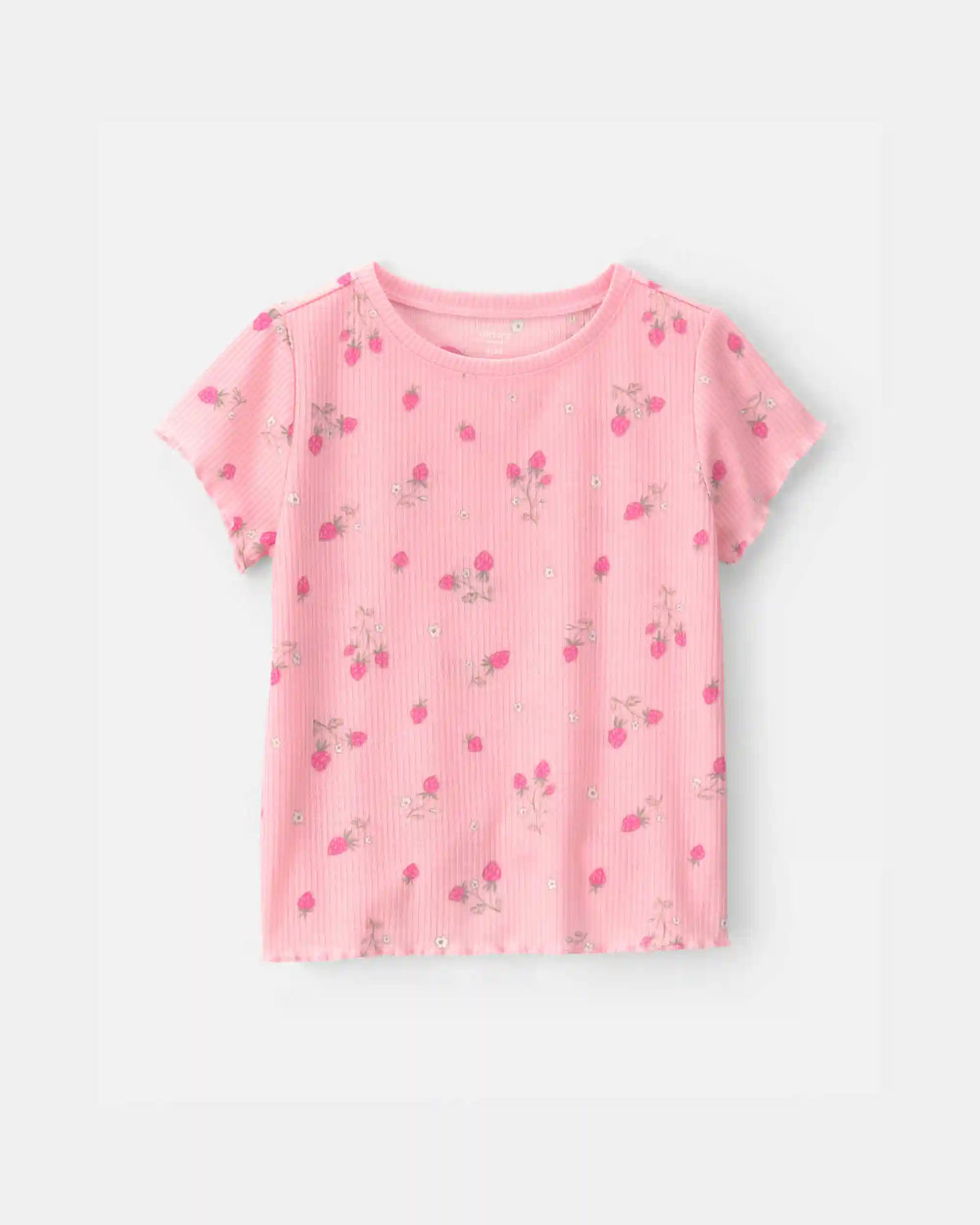 Girls Strawberry Rib Loose Fit 2-Piece Pajama Set - Pink