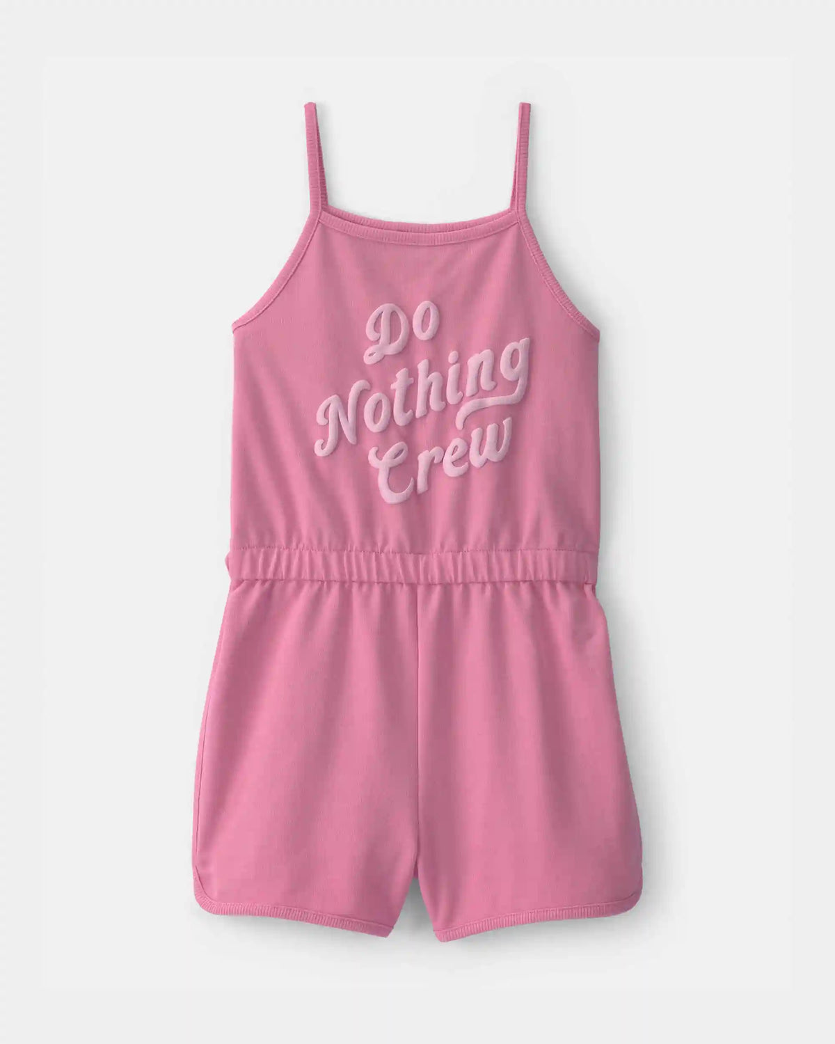 Girls 'Do Nothing Crew' French Terry Romper - Pink