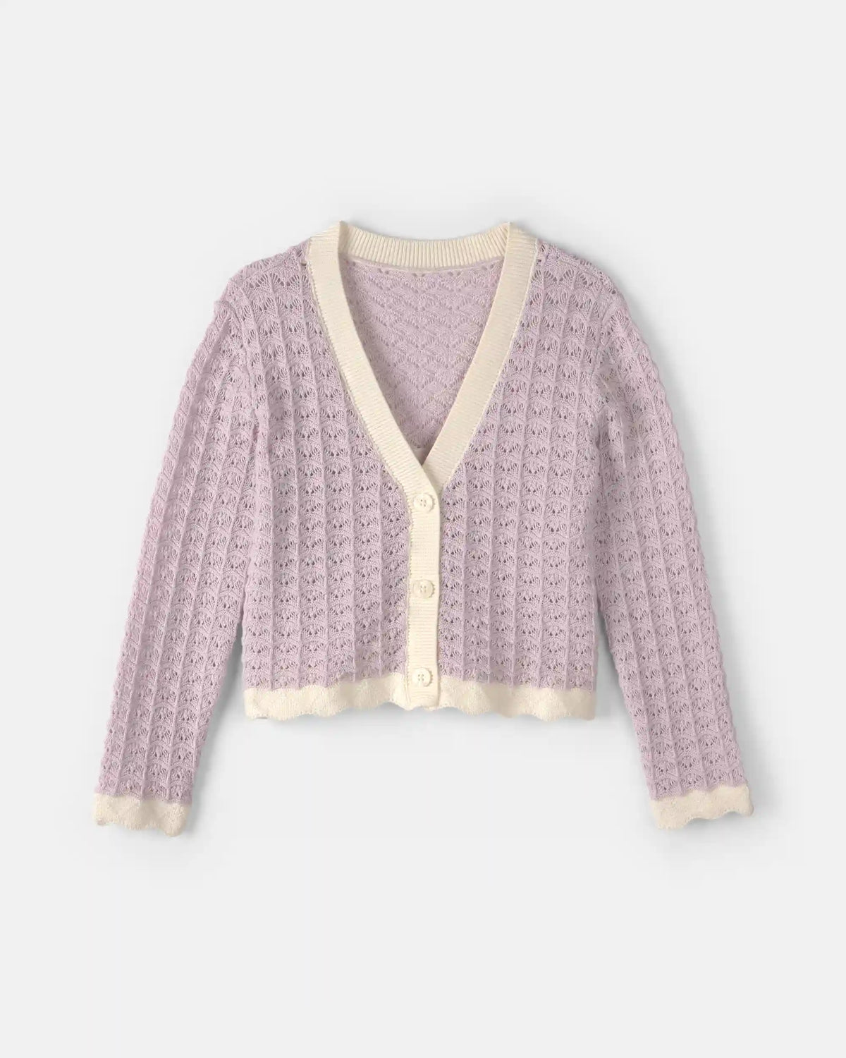 Girls Button-Down Knit Cardigan Sweater - Purple