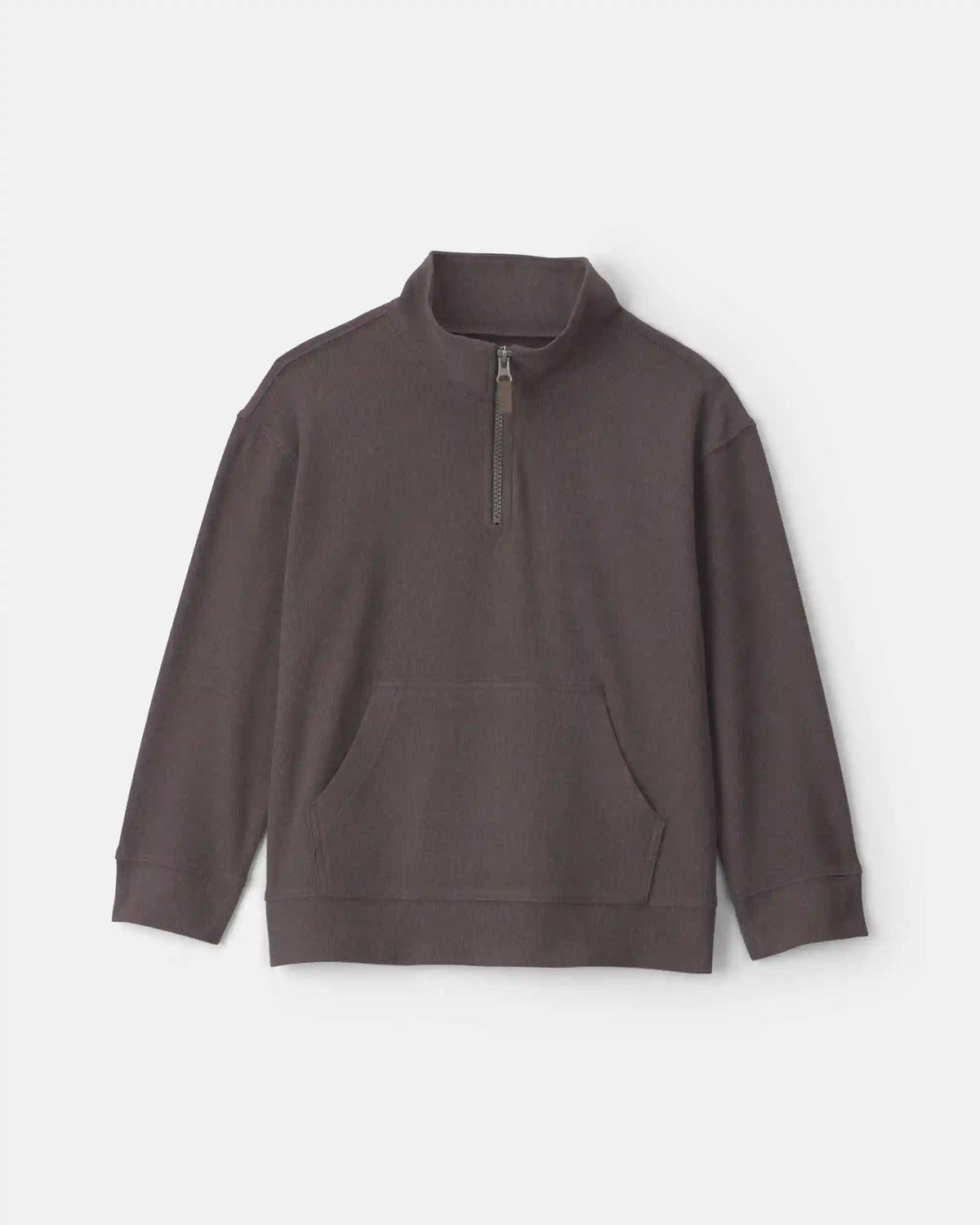 Boys Quarter-Zip Rib Pullover Sweatshirt - Grey