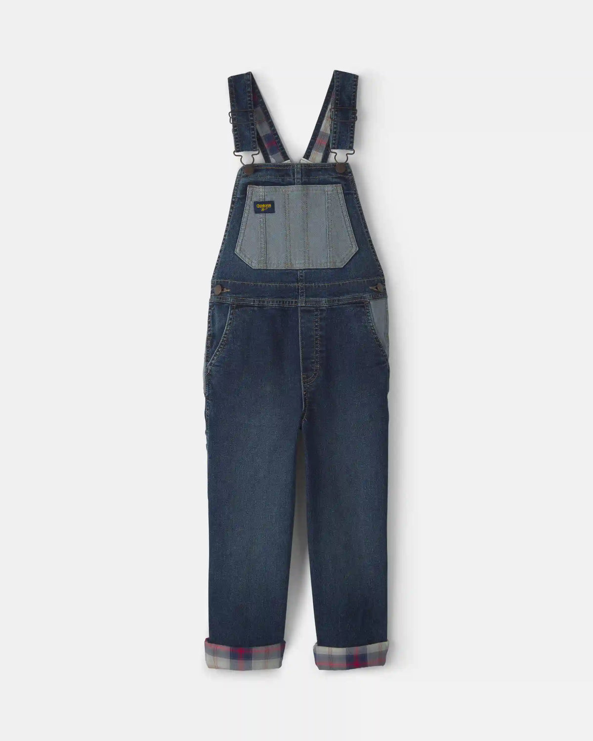 Boys Patched Denim Overalls - Blue