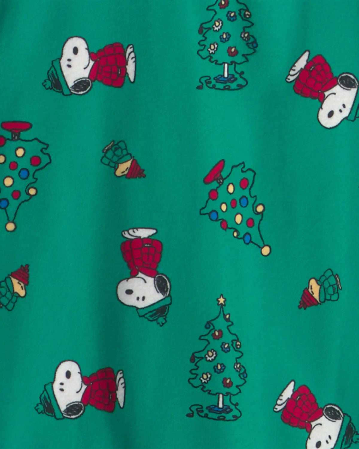 Adult 2-Piece Snoopy Christmas Fleece Loose Fit Pajama Set - Green