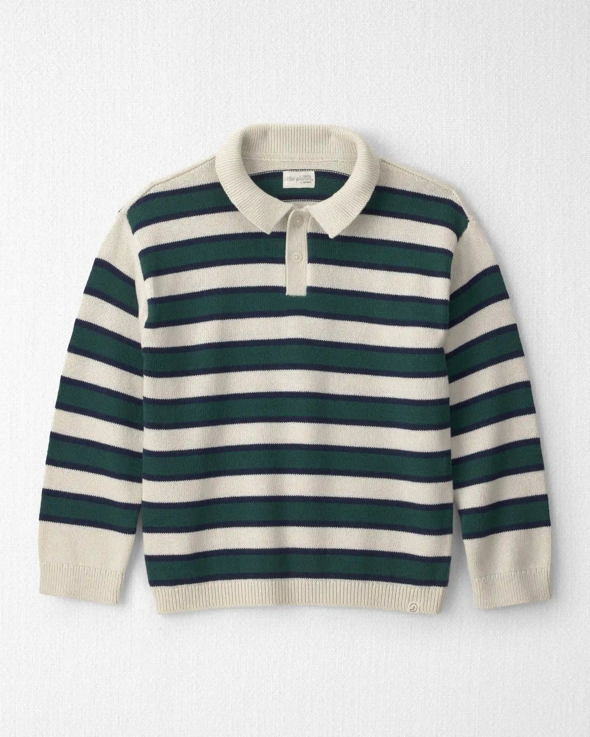 Boys Organic Cotton Sweater Knit Polo in Stripes