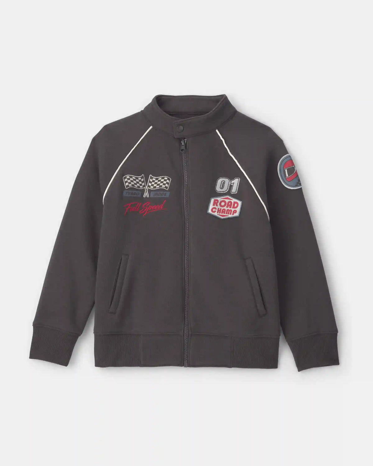 Boys Race Car Fleece Zip-Up Jacket - Black