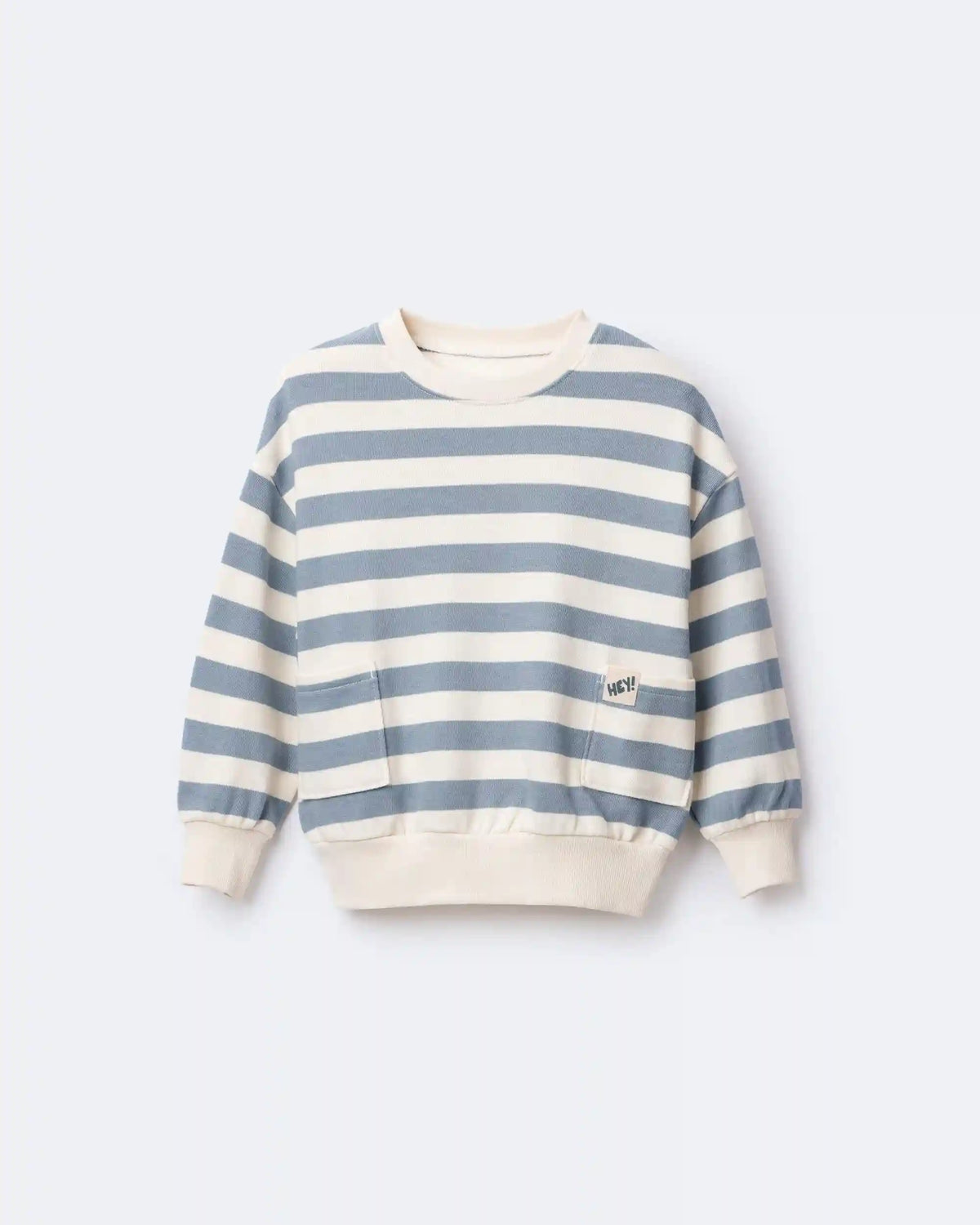 Toddler 'Hey!' Striped Otter Sweatshirt™ with Pockets - Blue/Cream
