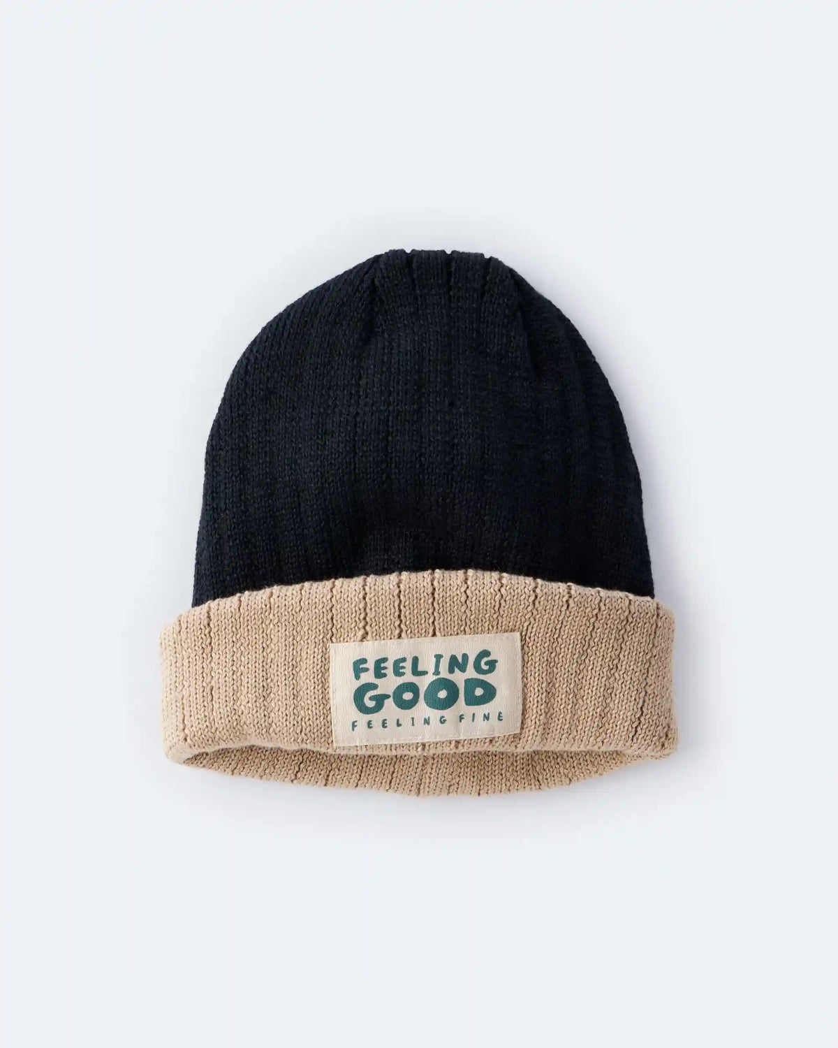 Toddler 'Feeling Good' Reversible Beanie - Black/Tan