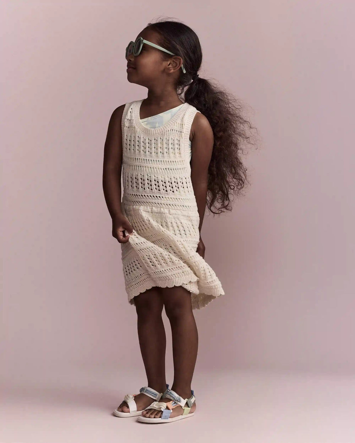Toddler Girl Crochet Cover Up - Cream